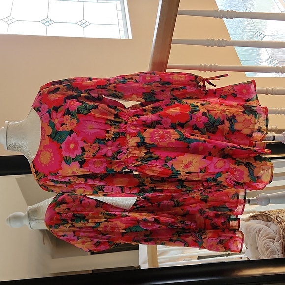 NWT Billabong Heaven Sent Floral Open Back Ruffle Mini Dress - Picture 5 of 7